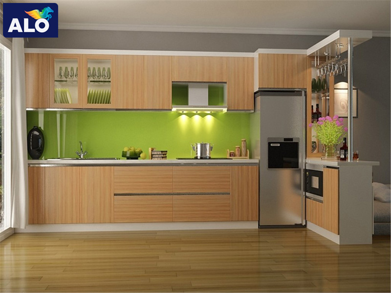 Xanh lá gam màu phù hợp với căn phòng bếp